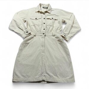 Vintage Tickets California Cream Longsleeve Utility Jumpsuit Dress Minimalist